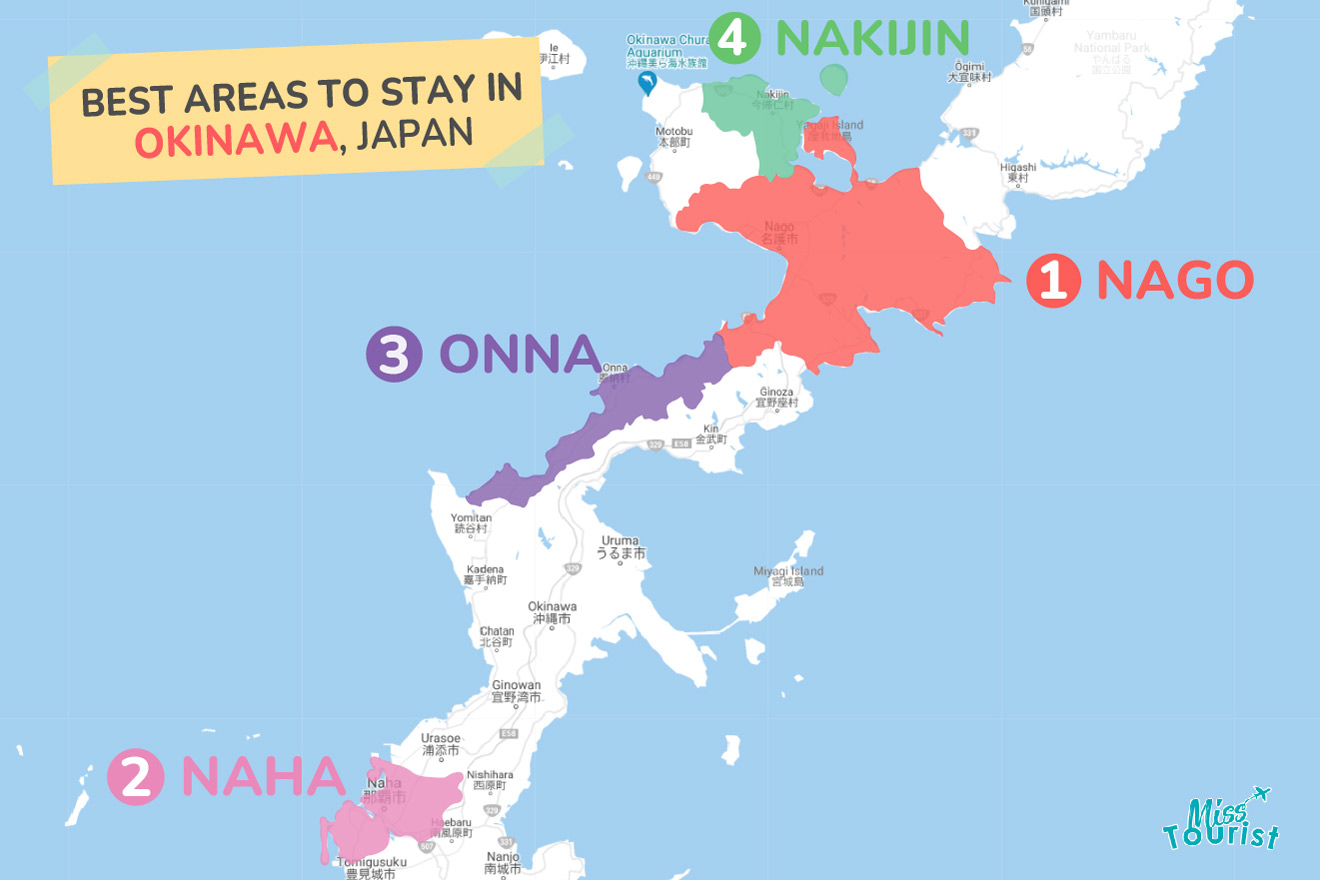 Map of best places to stay Okinawa